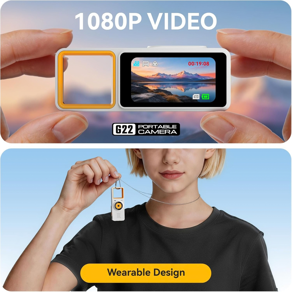Mini Keychain Camera 1080P HD Pocket Video Recorder with Flip Screen