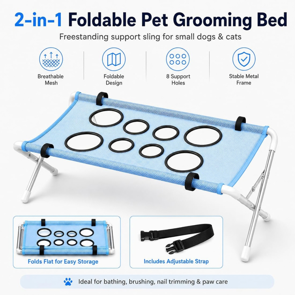 Pet Grooming Hammock for Dogs, Portable Dog Bath Hammock with Stand