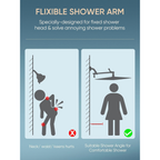 11" Solid Brass Shower Extension Arm, 360° Adjustable, Matte Black Wall Mount