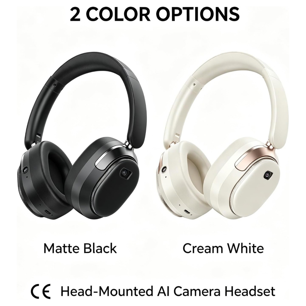 AI Camera Headset 8MP 1080P Video with Bluetooth and Dolby Atmos，Black