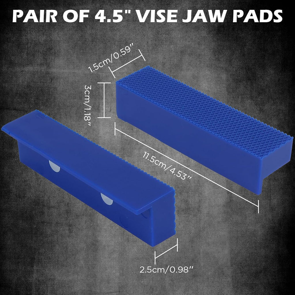 Heavy Duty 4.5 Inch Bench Vise with 2 Pairs Non-Marring Magnetic Jaw Pads – Swivel Base Tabletop Vise with Soft TPU Waffle Surface Protectors for Drill Press, Metalworking, Woodworking, Pipe Clamping
