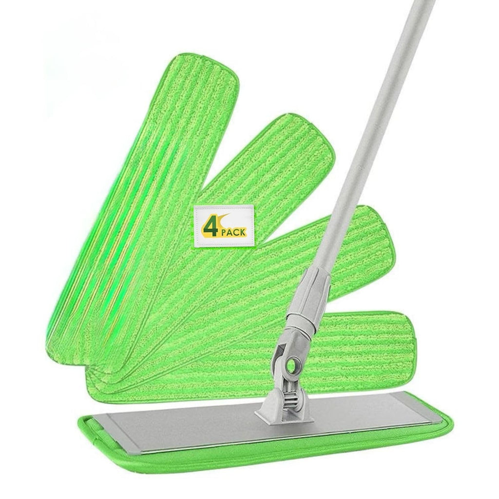 Microfiber Mop Floor Cleaning System - 18 Inch Professional Flat Dust Mop with 4 Reusable Pads