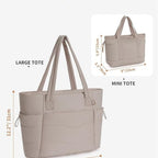 Puffer Work Tote Bag with Tumbler Holder, 2 Pcs Set Nurse Bag with 15.6 Inch Padded Laptop Sleeve & Trolley Sleeve