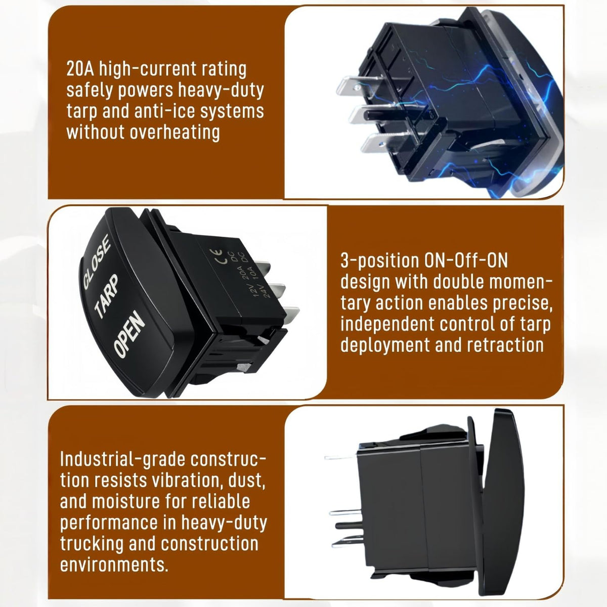 Tarp Switch 12V for Electric Dump Body Systems and Anti-ice Systems