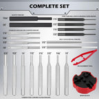 34-Piece Gunsmithing Punch Set with Detachable Hammer & Bench Block – 25-Piece Armorers Punch Kit & 9-Piece Roll Pin Punch Set with Storage Case for Gun Maintenance, Automotive, Repair