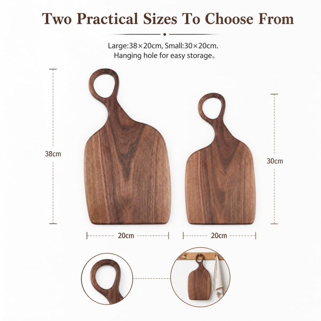 Wooden Cutting Board Set, Non-Toxic Walnut Wood Charcuterie Boards, 2 Pieces