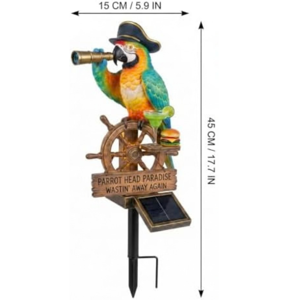 Resin Solar Parrot Garden Light Ground Stake, Waterproof Outdoor Solar Stake Light Tropical Yard Decor for Patio, Lawn, Pathway Flower Bed, Unique Gift for Gardeners (Summer Juice)