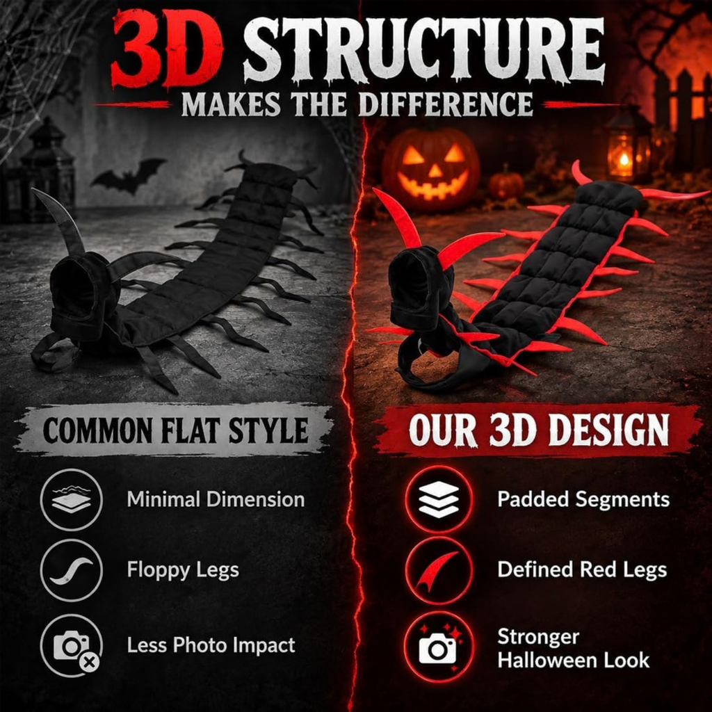 Centipede Cat Costume, 3D Halloween Centipede Costume for Cats & Small Dogs