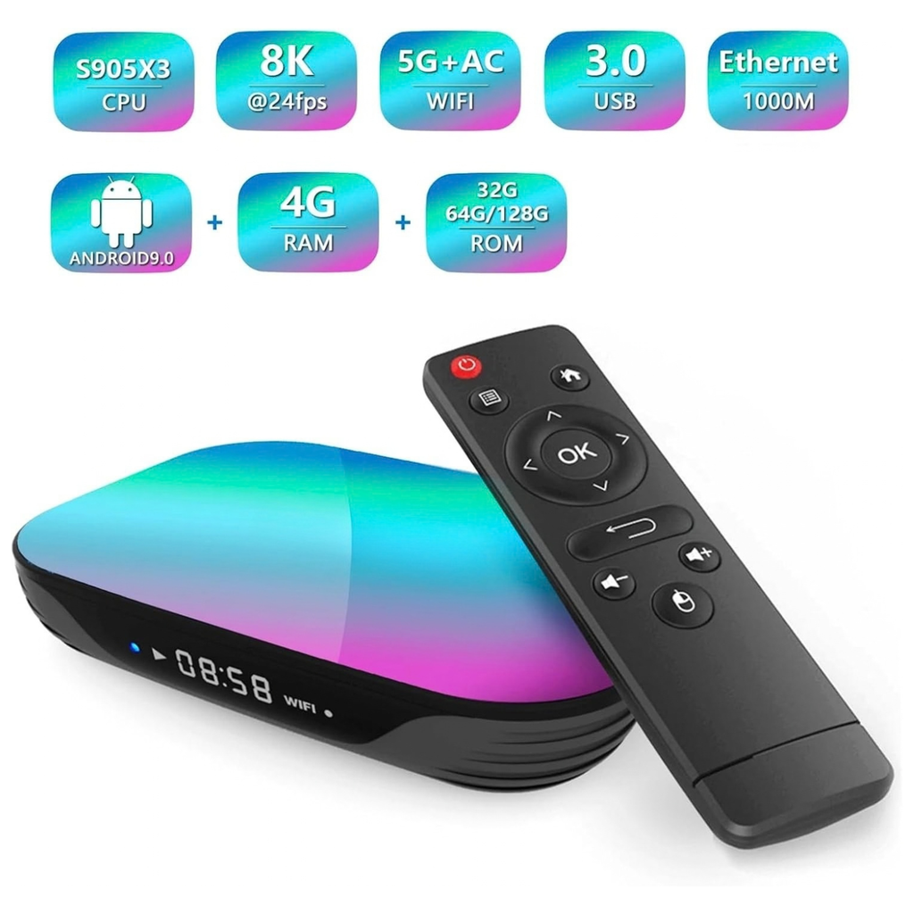 HK1 Smart TV Box Amlogic S905X3 Android 9.0 4K 8K Media Player 4+32G