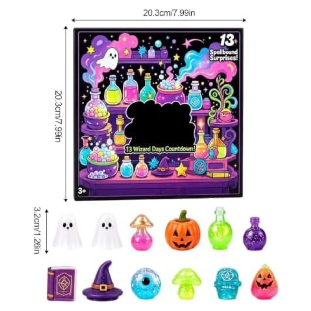 Fright Halloween Advent Calendar 13 Days, Spooky Squishy Slow Rise Stress Relief Toys Countdown Gift Box with Haunted House Theme, Horror Squishy Advent Calendar for Party Favors