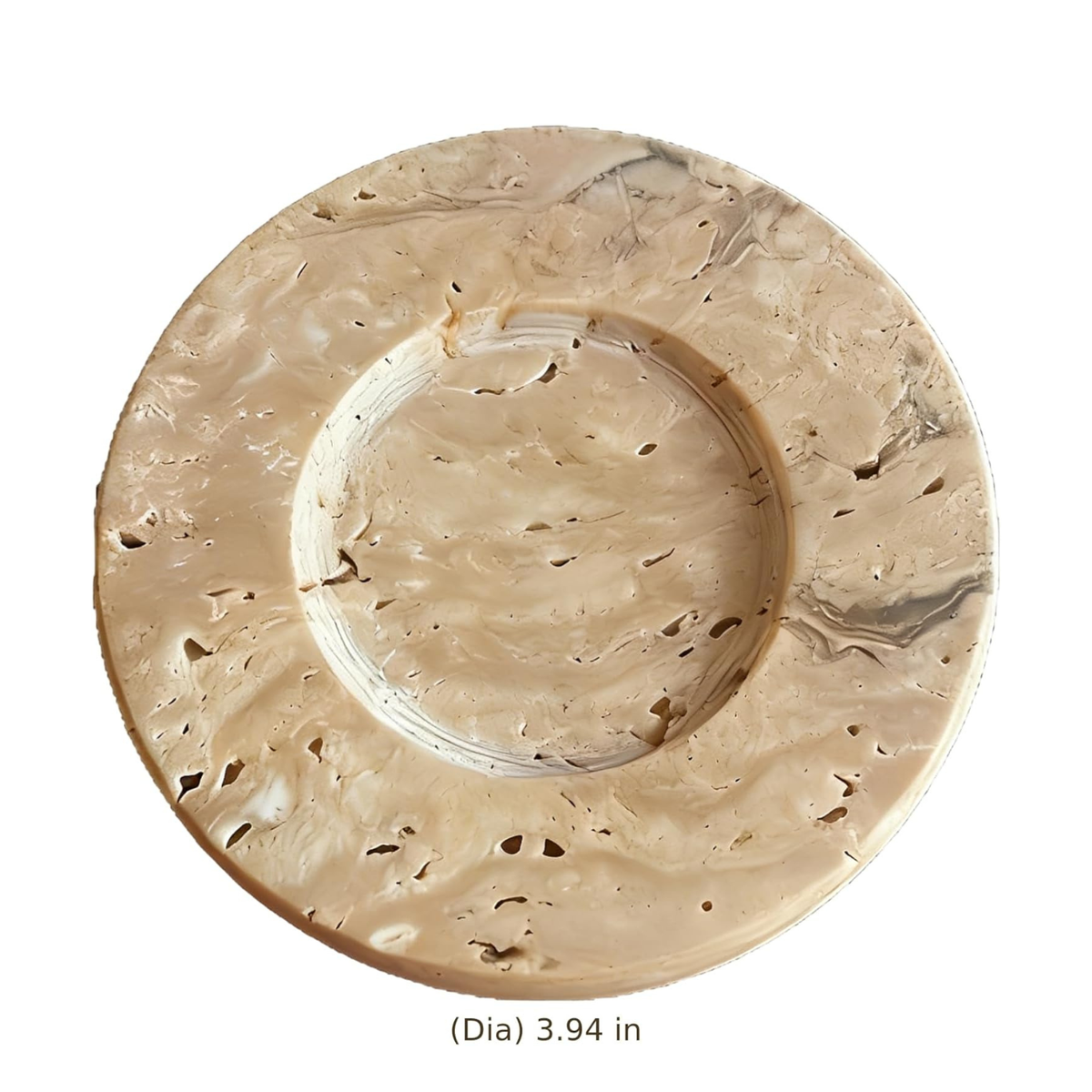 2 Pcs Travertine Marble Candle Holders Round Decorative Trays for Wax and Jewelry Display