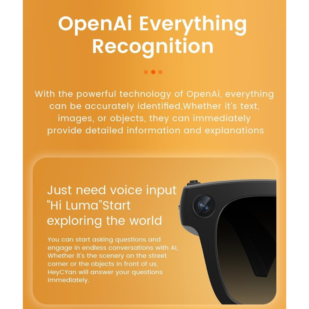 AI Smart Glasses with 8MP Camera, HD Video, ChatGPT AI Assistant and Translation