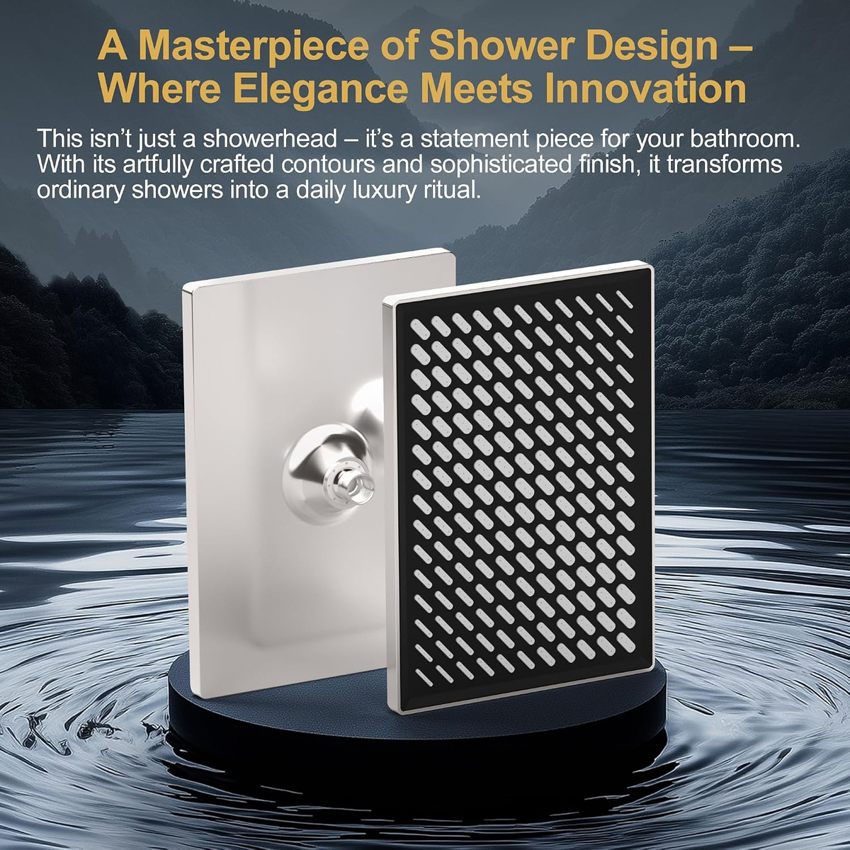 Rainfall Shower Head, 11.8 Inch Large Rectangular with Adjustable Stainless Steel Arm