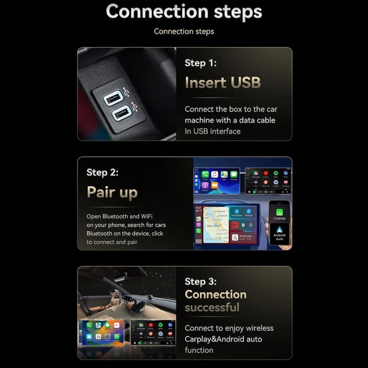 Wireless CarPlay Adapter 2-in-1 Wireless CarPlay Android Auto Dongle Plug and Play
