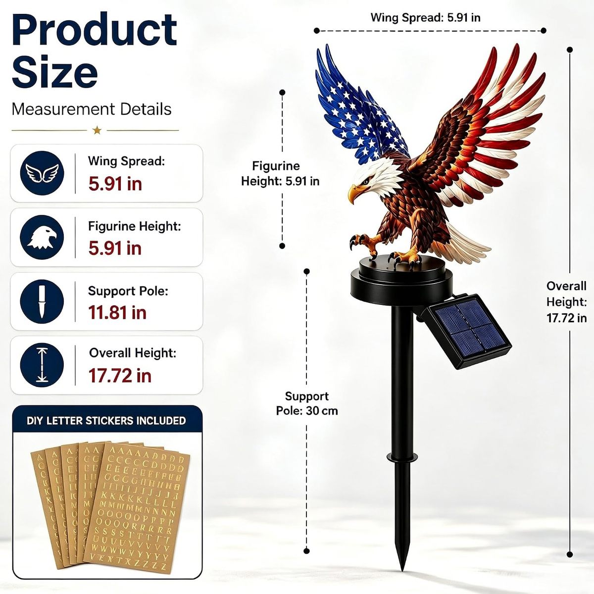 Solar Eagle Garden Light, 250th Anniversary America Eagle Stake, 4th July Decor