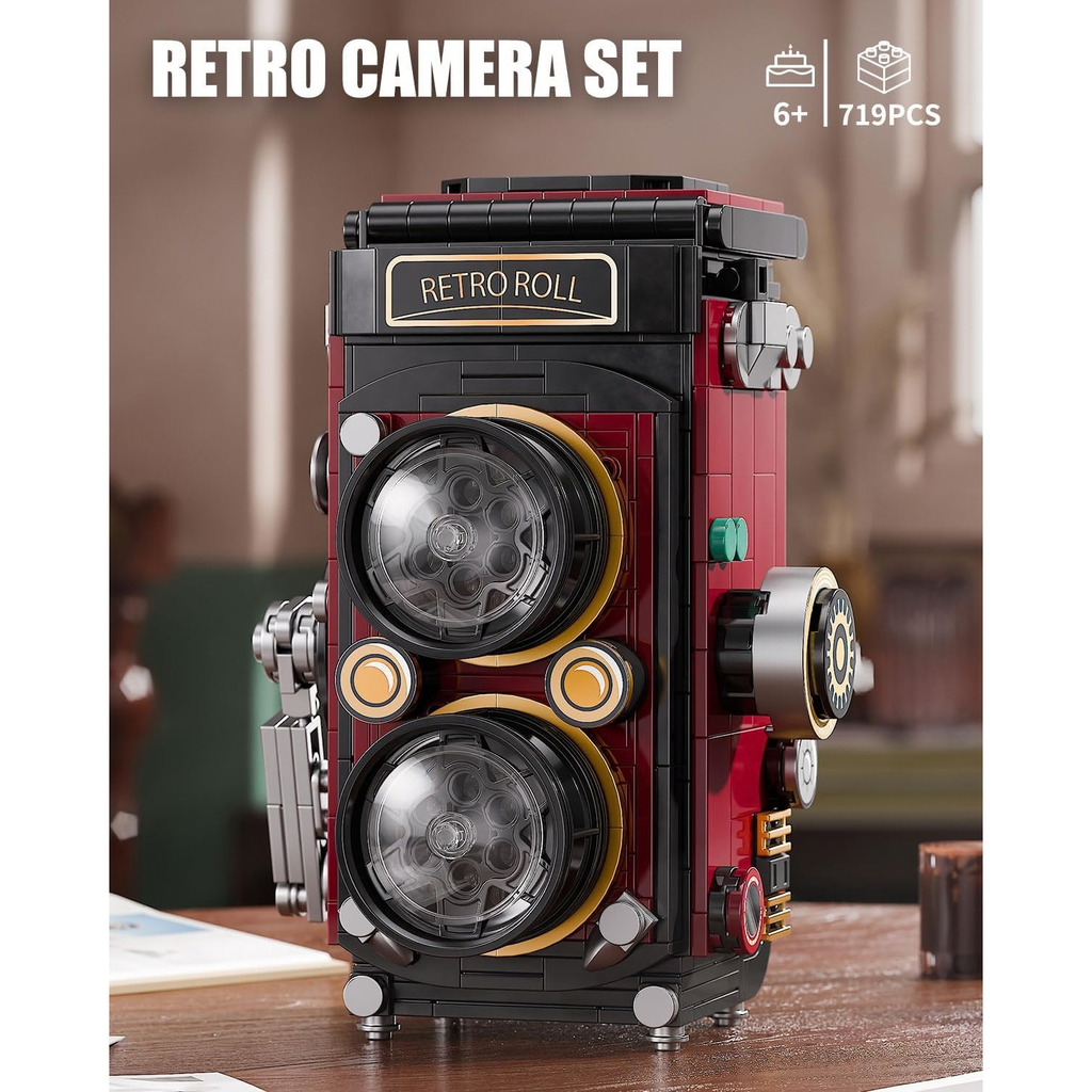 Retro Camera Building Blocks Sets with Lights for Adults Kids 8-12