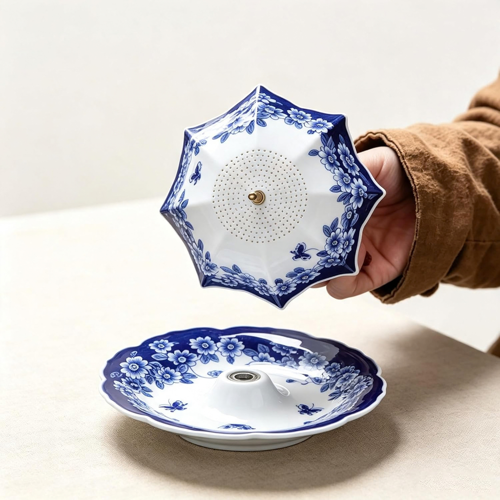 Umbrella Tea Strainer Umbrella Shape Ceramic Tea Infuser Blue