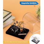 Mini Drum Set with Display Box and Base, Metal Mini Drum Kit, Miniature Musical Instrument Drum Set, Mini Drums for Gifts Families Friends