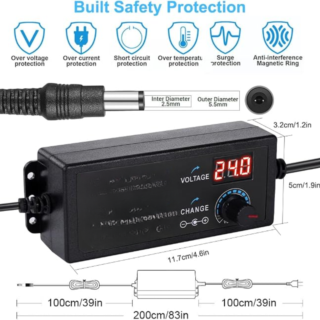 Adjustable 72W Universal Power Supply Variable 3V~24V 3A AC/DC Adapter