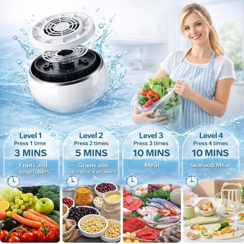 Fruit and Vegetable Washer, Wireless Produce Cleaner with Titanium Electrolysis