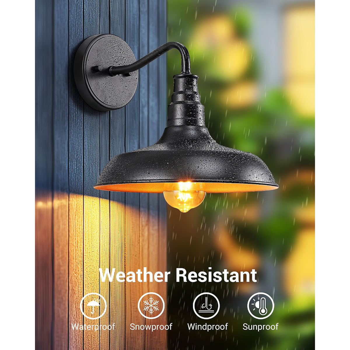 4-Pack Outdoor Gooseneck Barn Lights, Black Farmhouse Wall Sconces for Porch, Garage & Entryway