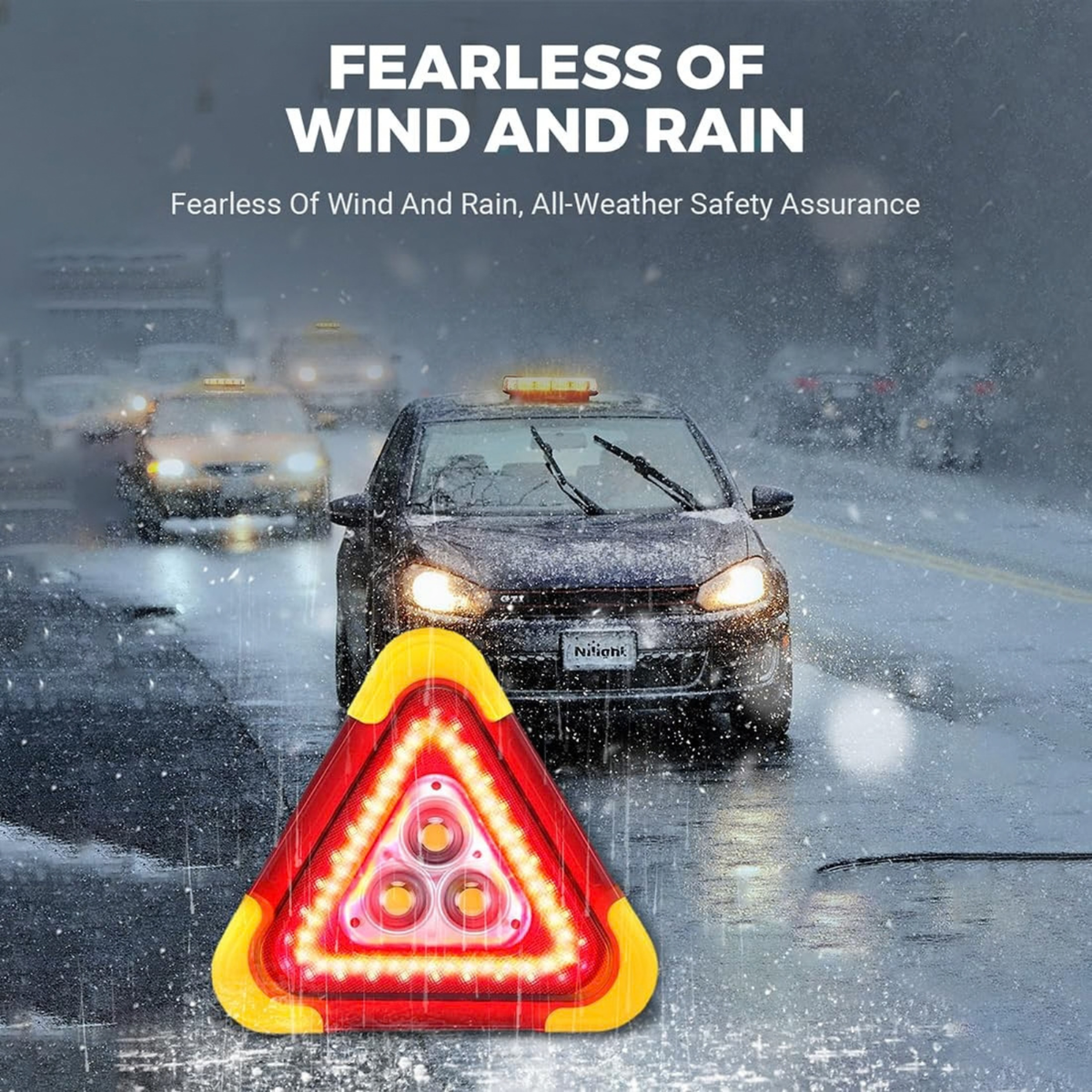 LED Emergency Triangle Warning Light, USB Rechargeable Solar Road Safety Triangle for Car Truck RV