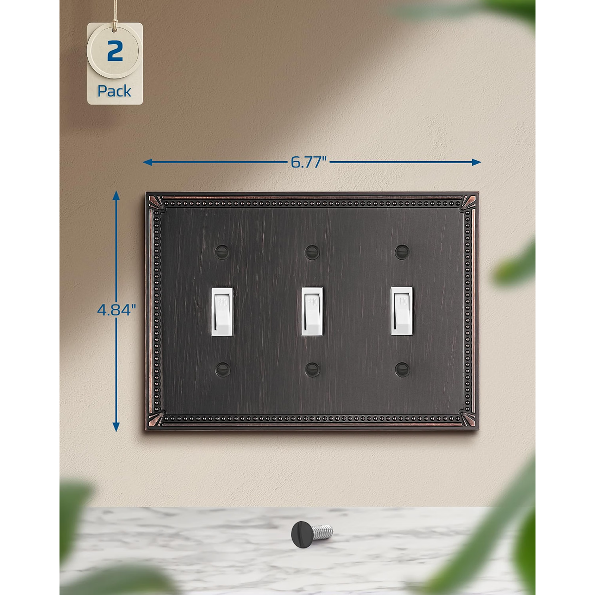 4-Pack Duplex Wall Plate+Sunken Pearls Decorative Wall Plate Switch Plate Outlet Cover