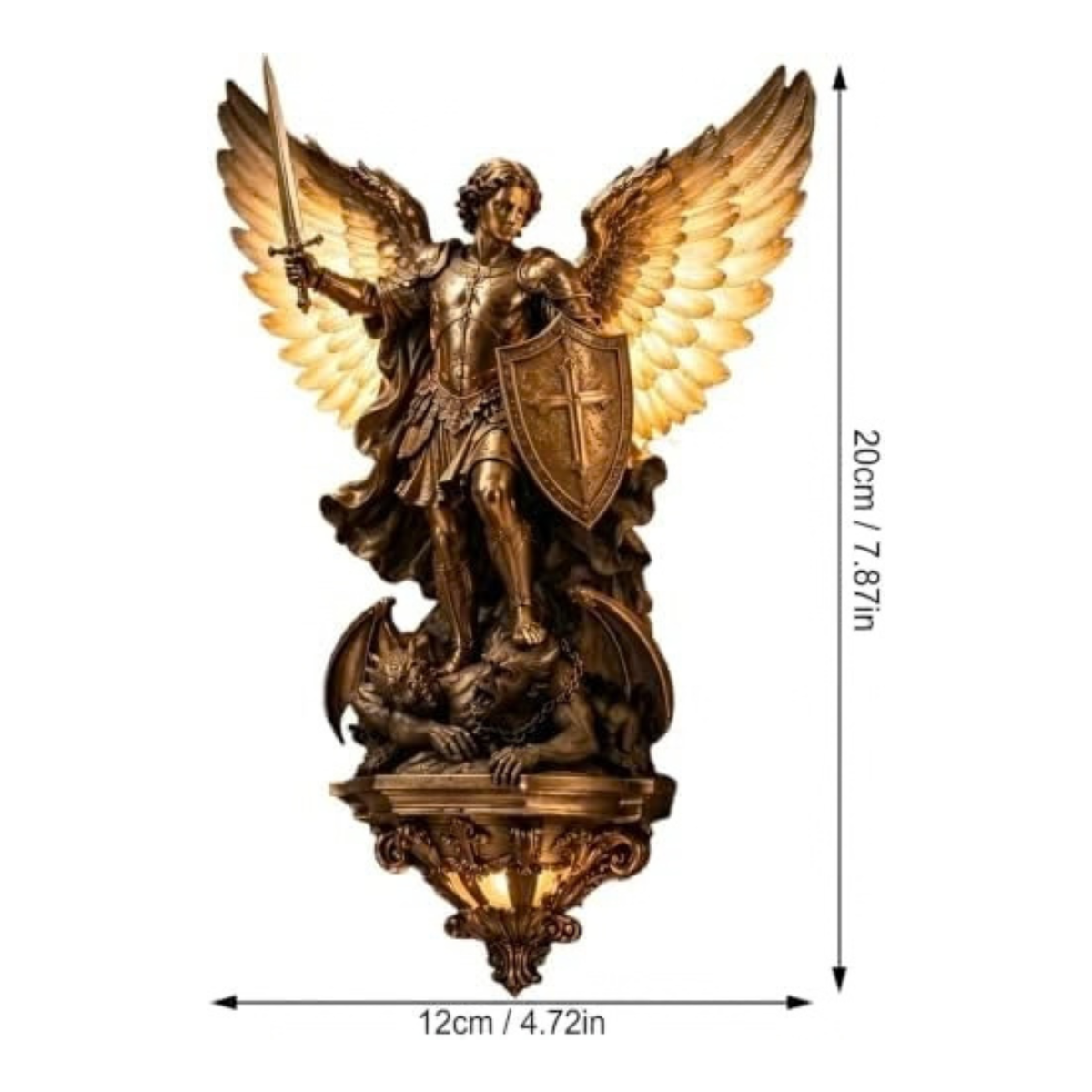 7.87in Gothic Wall Decor Sconce Lamp, Archangel Michael Wall Sconce, Hecate Statue & Norse Mythology Wall Sculpture, Greek Mythology Decor Gothic Wall Sconces (Protective Archangel Michael)