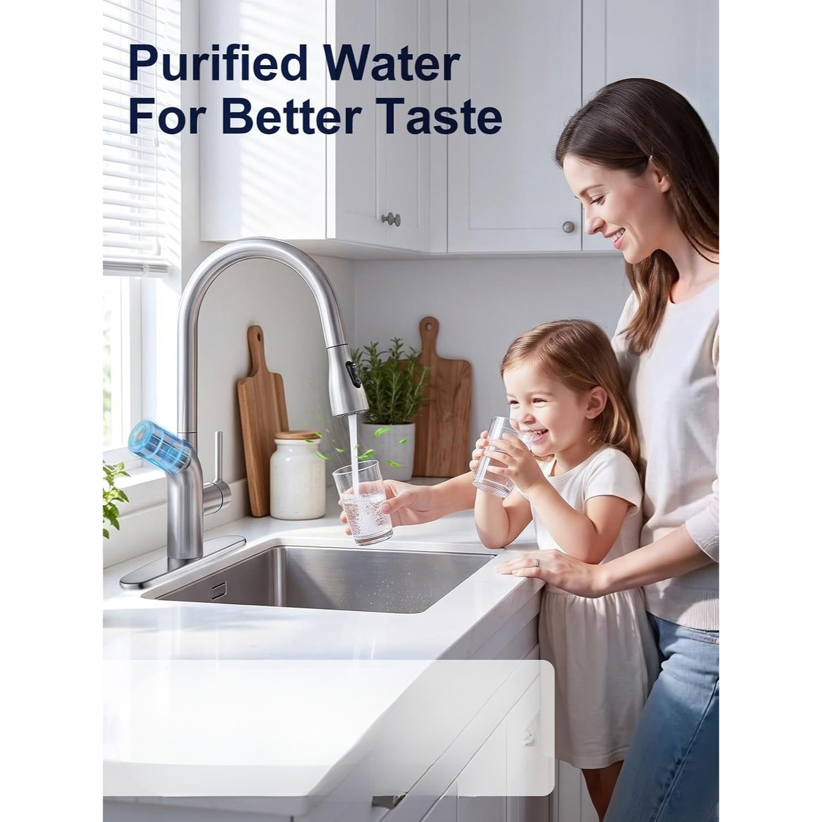 Kitchen Faucet with Water Filter, Pull Down Sprayer, Brushed Nickel