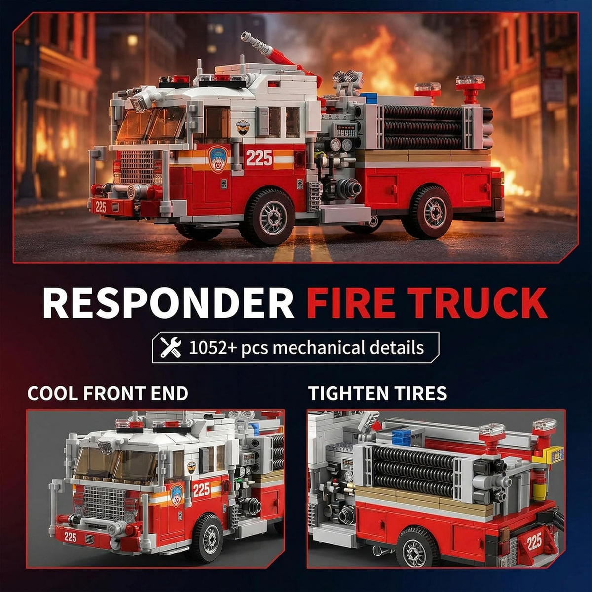 City Emergency Rescue Fire Truck Building Block Set