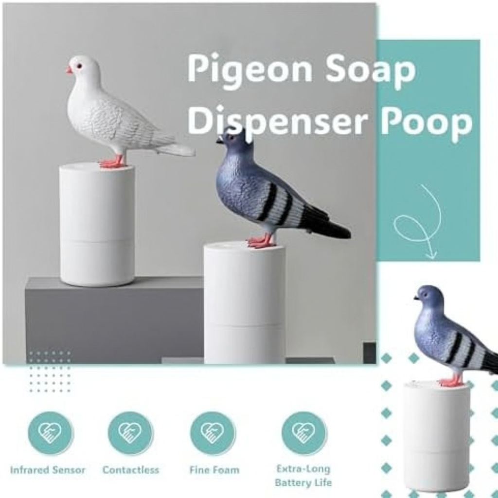 Pigeon Pooping Pigeon Soap Dispenser - Funny Bird Foaming Soap Dispenser (Blue)