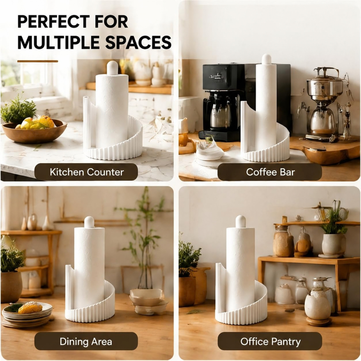 Ribbed Paper Towel Holder Kitchen Counter, Modern Countertop Roll Holder