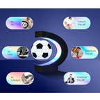 Magnetic Levitation Soccer Ball, Levitating Ball with C Shaped Shelf, Levitating Display Soccer with LED Lights for Men's Gift, Cool Decor (US Plug)