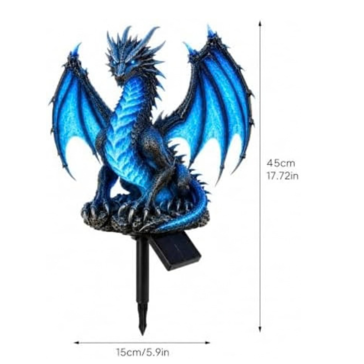 Dragon Legacy Solar Dragon Garden Statue, Dragons Solar Lights Outdoor Resin Lamp, Gothic Garden Decor Figure with LED Lantern for Halloween Decorations, Medieval Yard Ornaments (Blue)