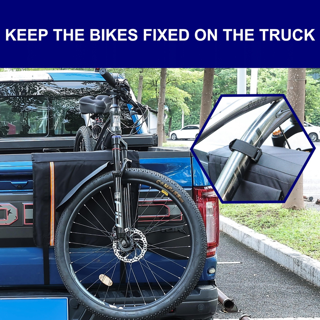 Pickup Trucks Tailgate Pad for 2 Bikes - 600D Oxford Cloth Tool Pockets