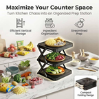 Multi-Layer Foldable Dish Tray Storage Rack, 3-Tier Vertical Plate Organizer for Kitchen