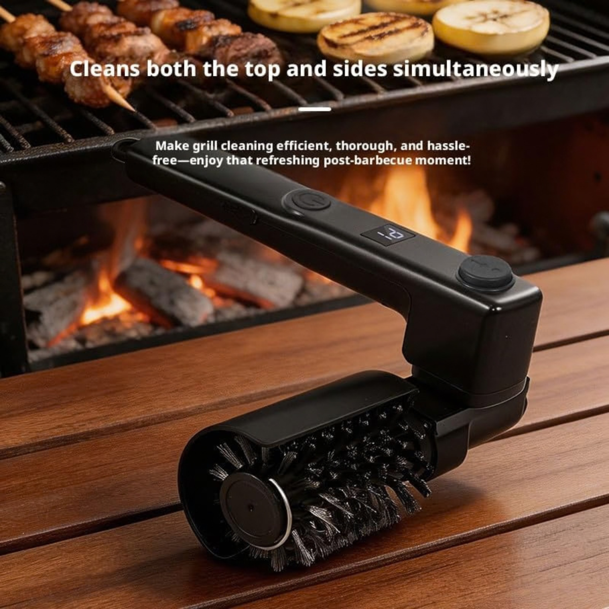 Electric BBQ Grill Brush, Rechargeable Cleaning Brush with Two Replacement Brushes