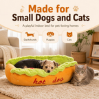 Hot Dog Bed for Dachshund, Plush Cozy Pet Sofa for Small Dogs