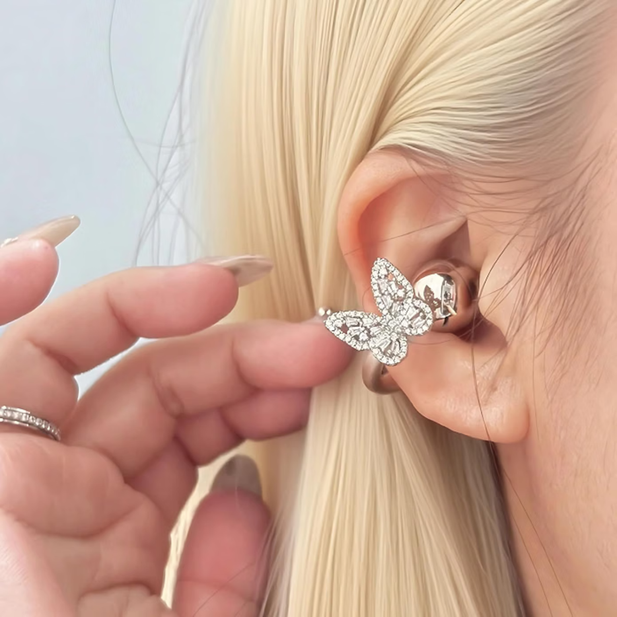 2 Pcs Rhinestone Bowknot Charms for Open Ear Headphones and Headset Decoration