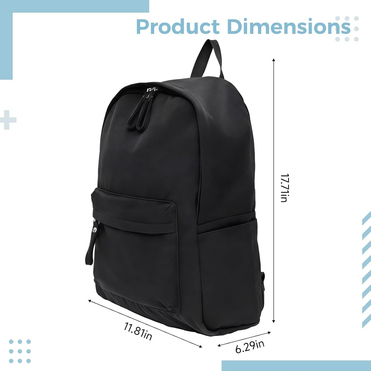 Black Laptop Backpack, Oxford Cloth Travel Bag, Outdoor Sports School Daypack