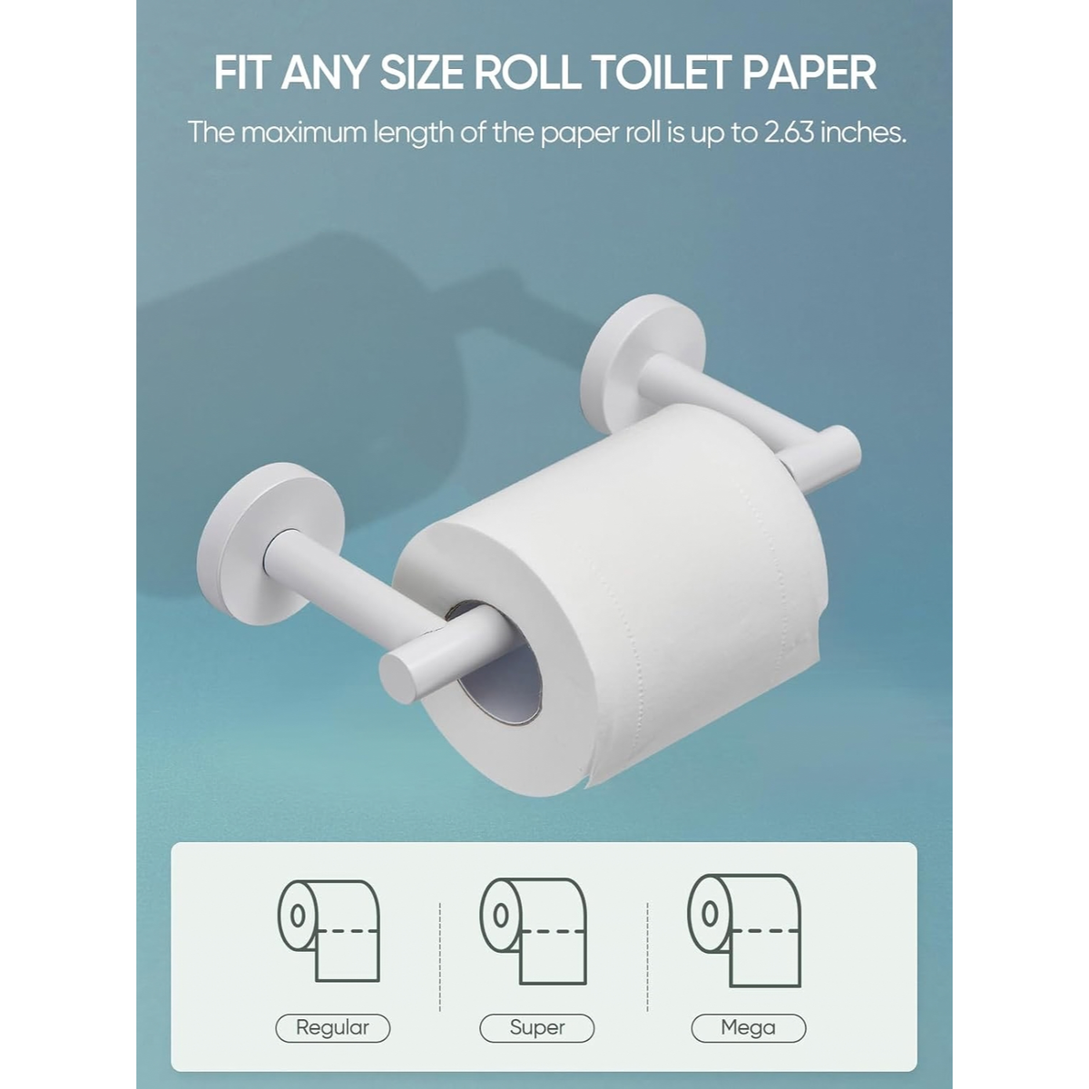 White Toilet Paper Holder Wall Mount, SUS304 Stainless Steel Double Post Holder