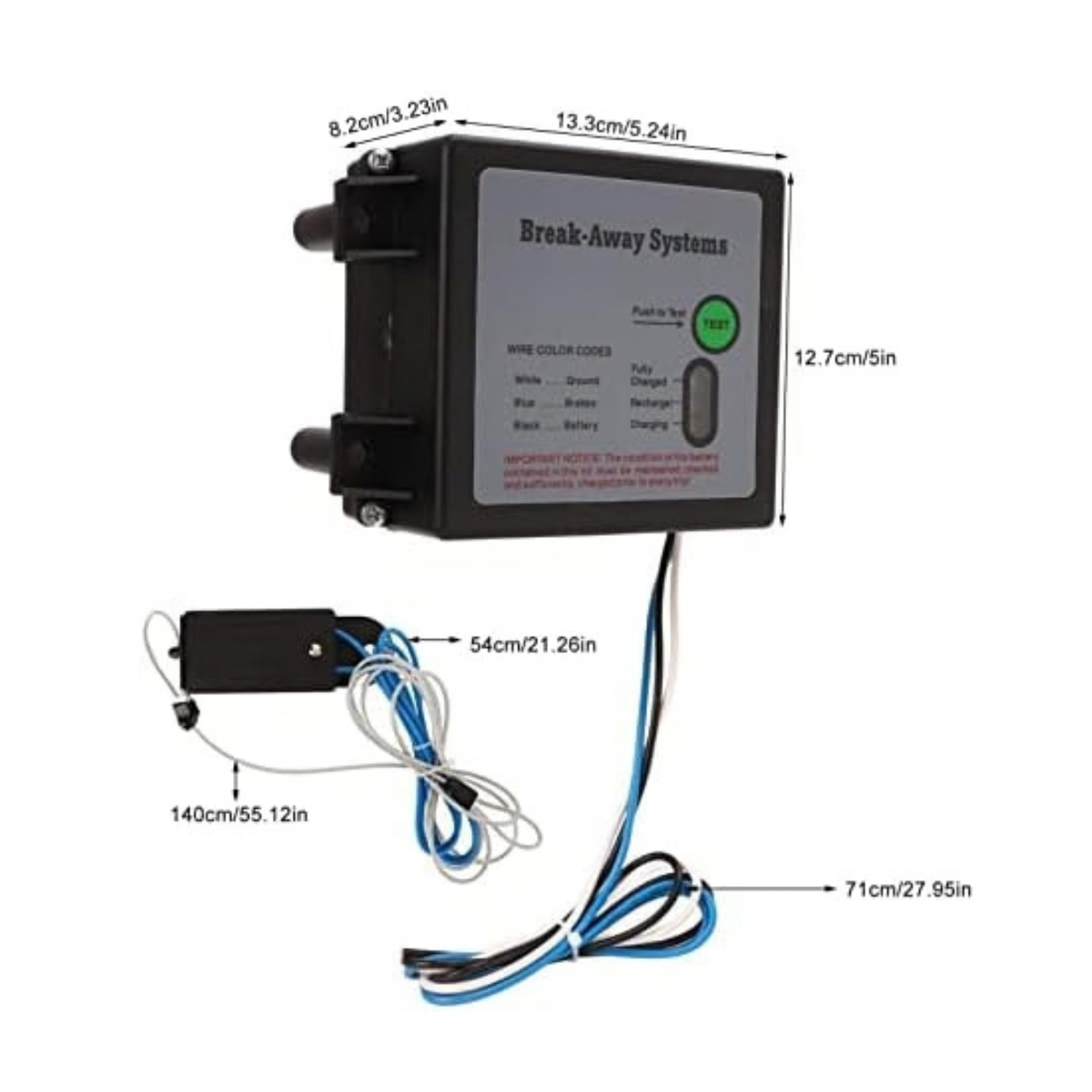 Trailer Brakes Breakaway Kit, Trailer Breakaway Kit, 12V Vehicle Universal Break Away System with 7 Box Battery Charger（Battery not included）