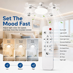 E27 Ceiling Fan Light, Silent LED Fan, Remote Control, 3 Speeds, Dimmable