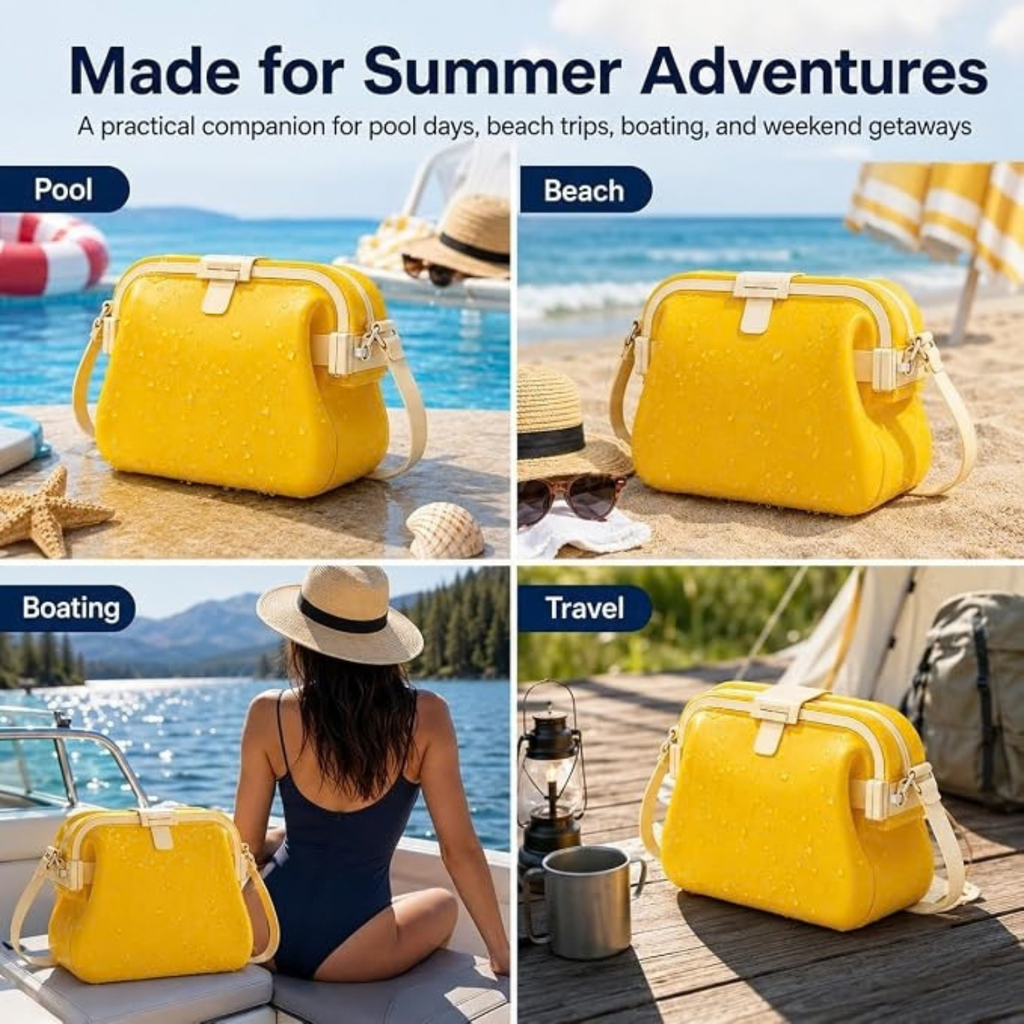 2027 New Silicone Beach Bag, Women's Swimming Storage Bag with Strap