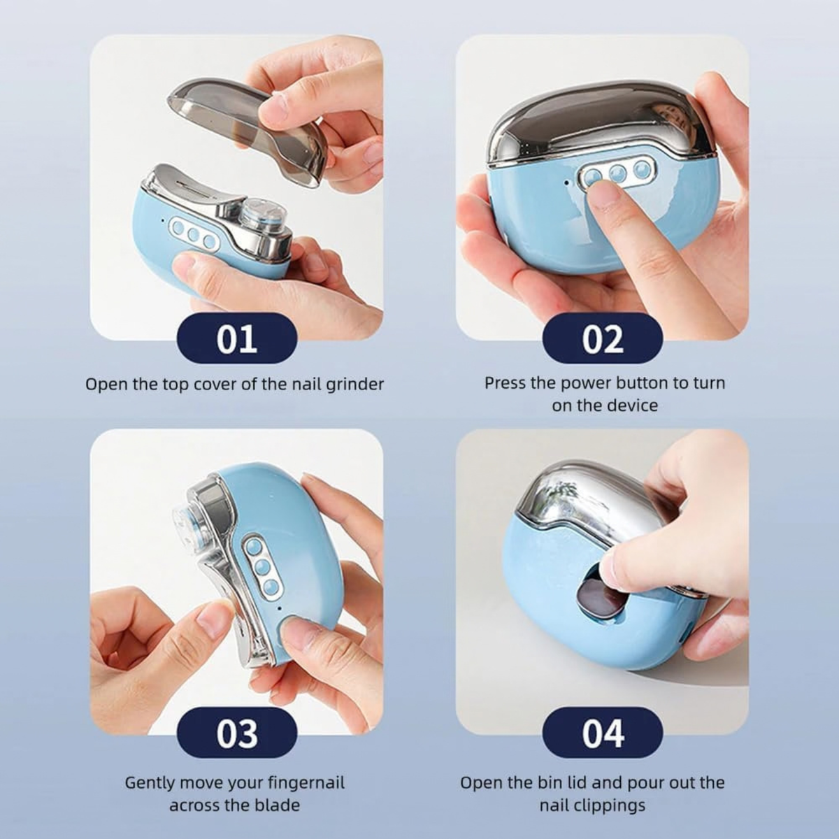 4 in 1 Electric Nail Clipper with LED Light, Storage, 3 Speeds