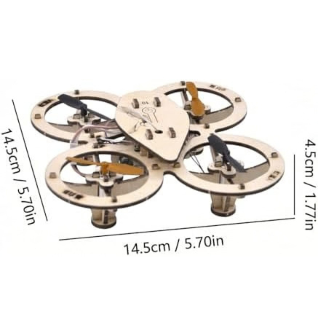 DIY Wooden Drone Model Kit, DIY Wooden RC DroneKit, WoodenBuilding Blocks Flying Toys Assembled Kit,Remote Control Aircraft Training RC DroneQuadcopter, Beginner-Friendly STEM Project Mini Drone