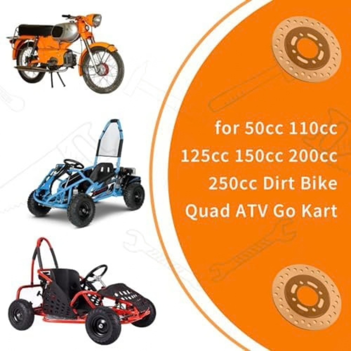 Go Kart Hydraulic Rear Disc Brake Caliper System, Go Kart Brake Kit for 50cc 110cc 125cc 150cc 200cc 250cc Dirt Bike Quad ATV Go Kart, Go Kart Brakes, Includes Brake Pads, Brakes,