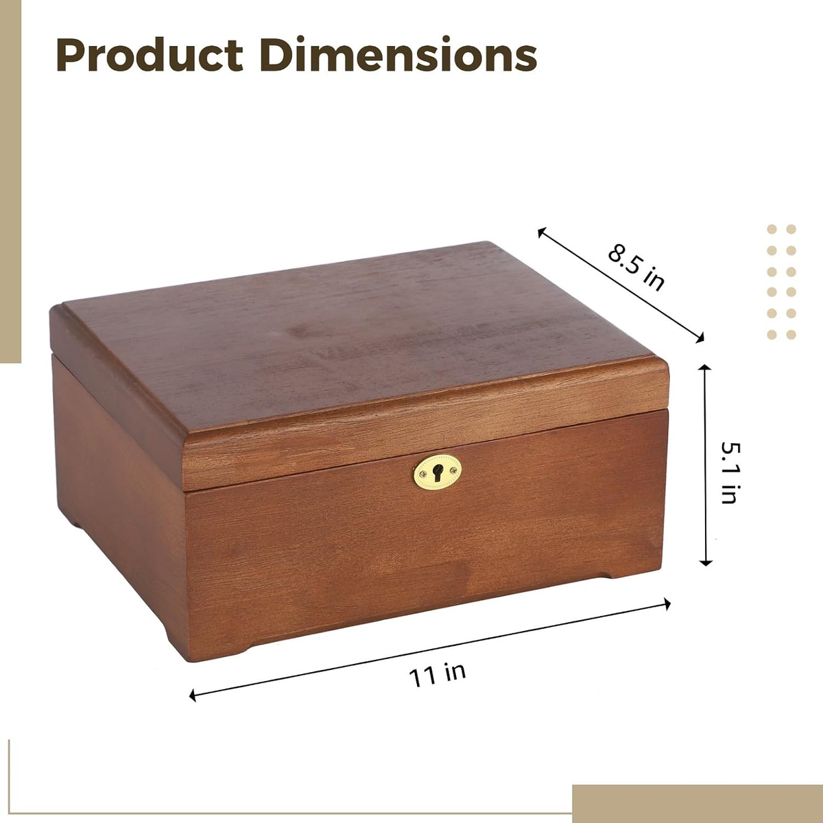 Wooden Keepsake Storage Box with Lock & Key for Jewelry, Photos, and Valuables
