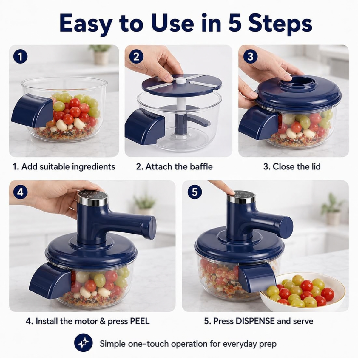 Electric Fruit Peeler & Mixer, 2-in-1 Cordless One-Touch Peeling Machine