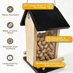 Solid Wood Crow Peanut Feeder, Hanging Outdoor Birds & Squirrels